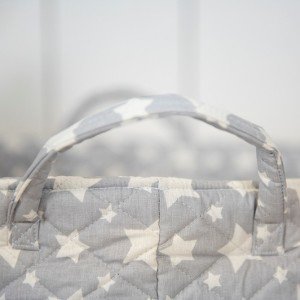 Gri Yıldız Desenli Yumuşak Oyuncak Sepet