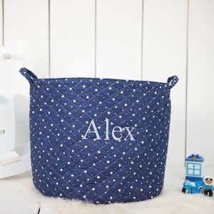 Lacivert Yıldız Desenli Yumuşak Oyuncak Sepeti