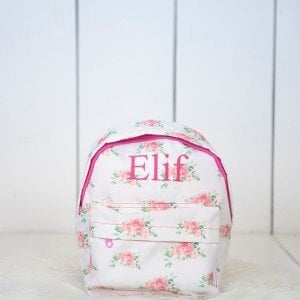 Pembe Çiçek Desenli Kreş Çantası