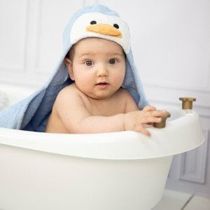 Penguenli Kundak Yenidoğan Bebek Havlusu