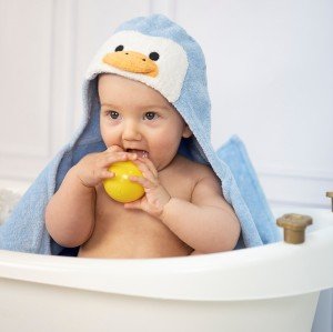 Penguenli Kundak Yenidoğan Bebek Havlusu