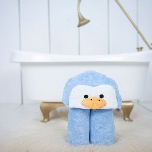 Penguenli Kundak Yenidoğan Bebek Havlusu