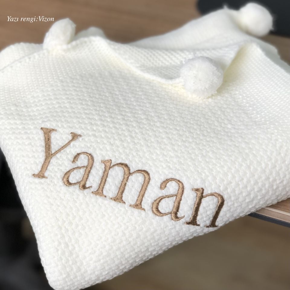 Krem İsim Yazılabilir Yenidoğan Yumoş Battaniye