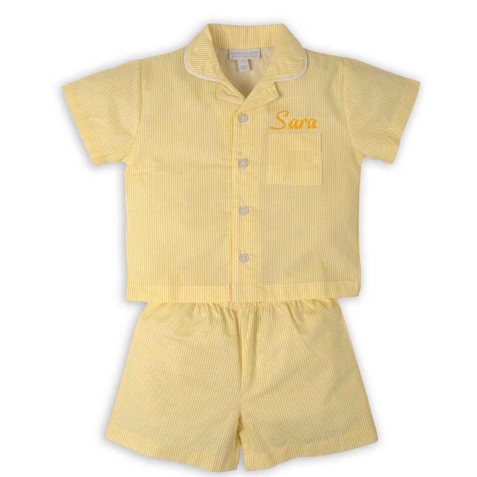 Sarı Kısa Kollu Şortlu Gömlek Pijama Takımı