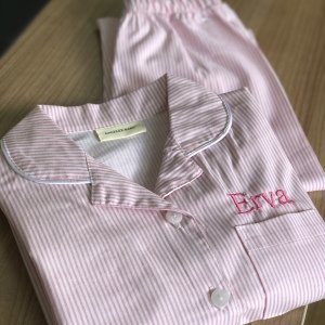 Pink Striped Shirt Pajama Set