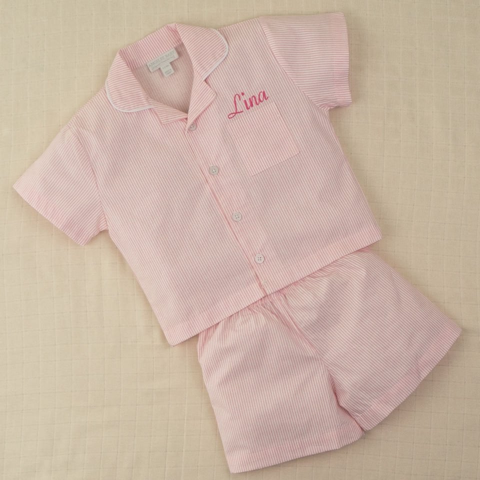 Pembe Kısa Kollu Şortlu Gömlek Pijama Takımı