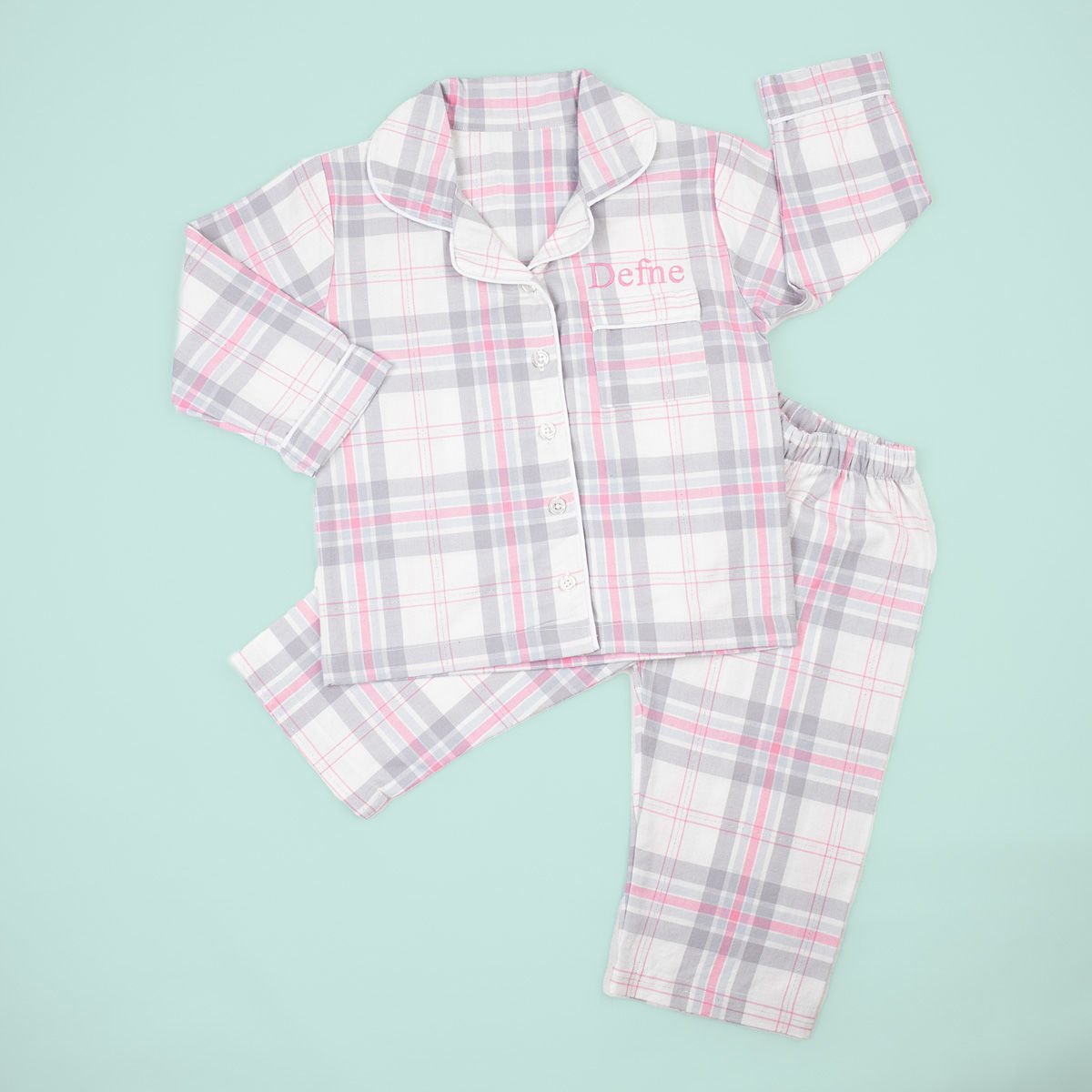 Pembe İsimli Gömlek Pijama Takımı