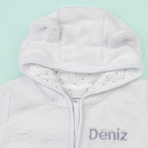 Beyaz Wellsoft Ayıcık Kapüşonlu Tulum