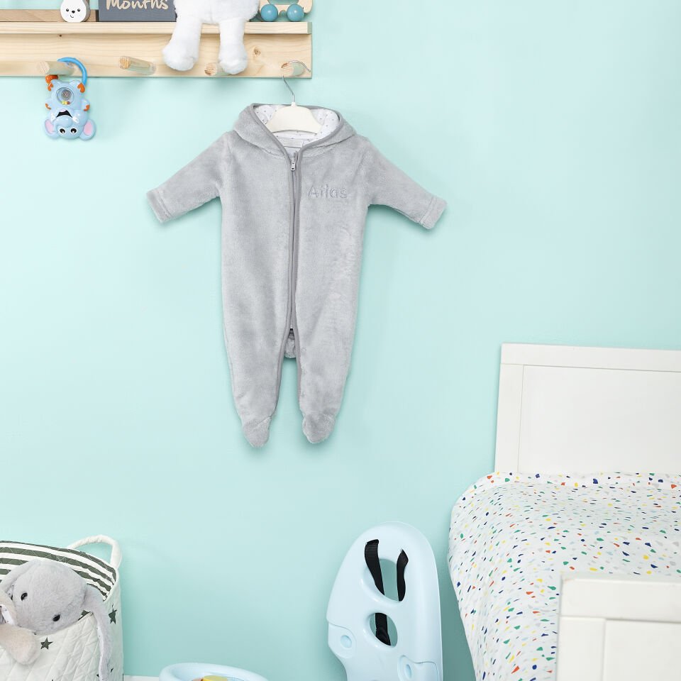 Gri Wellsoft Ayıcık Kapüşonlu Tulum