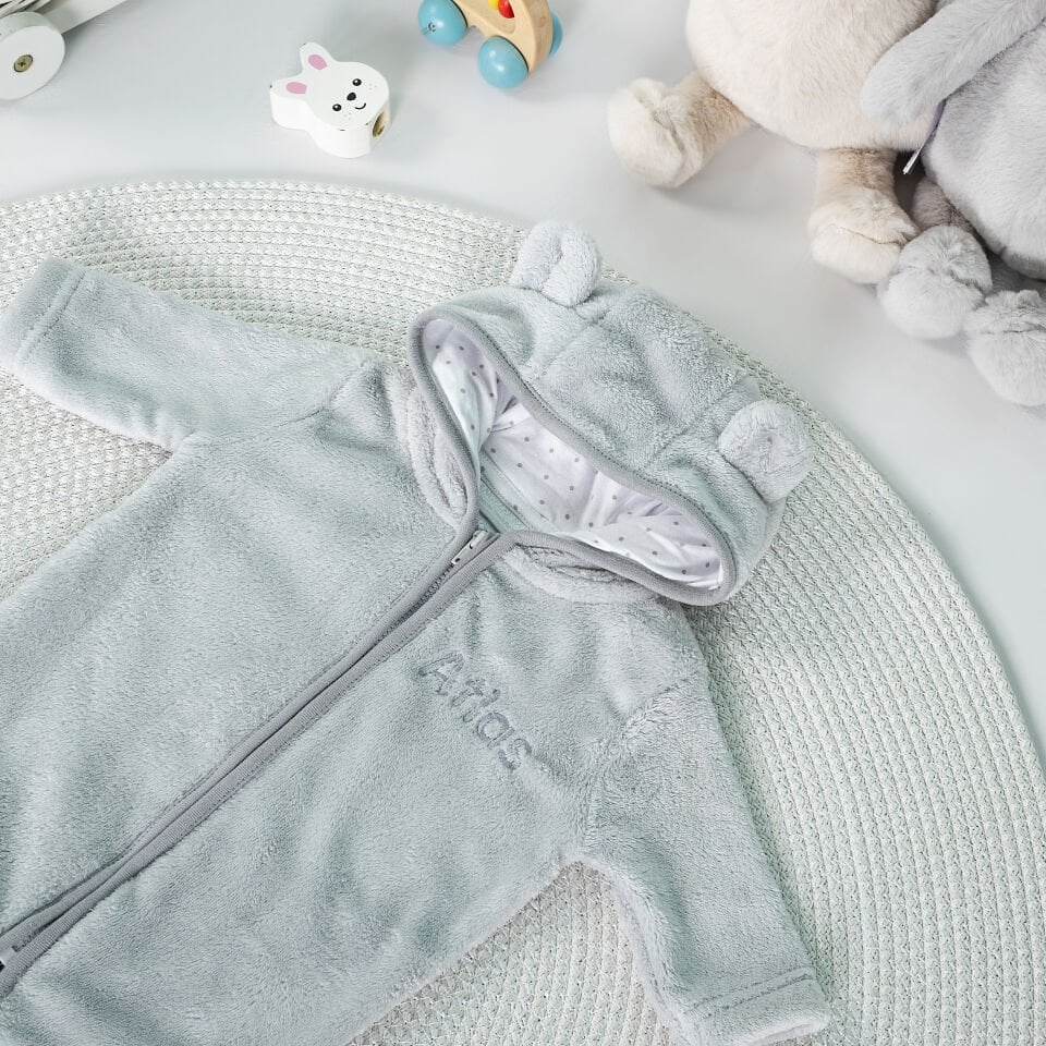 Gri Wellsoft Ayıcık Kapüşonlu Tulum