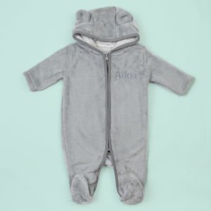 Gri Wellsoft Ayıcık Kapüşonlu Tulum