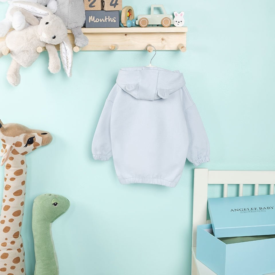 Mavi Sincap Nakışlı Kulak Detaylı Çocuk Sweat Takım