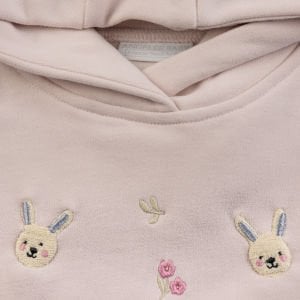 Lila Tavşan Nakışlı Kulak Detaylı Çocuk Sweat Takım