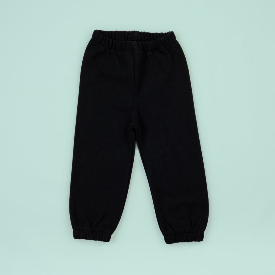 Siyah Yeni Yıl Nakışlı Kulak Detaylı Çocuk Sweat Takım