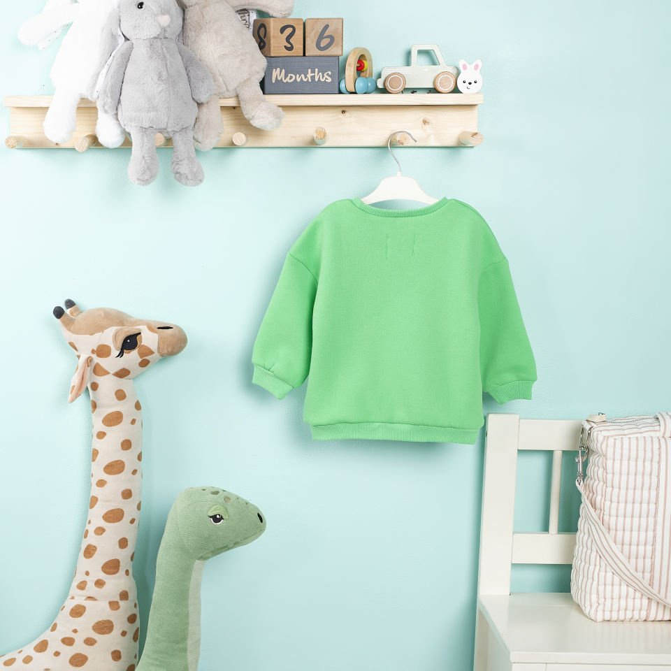 Yeşil Husky Nakışlı Çocuk Sweat