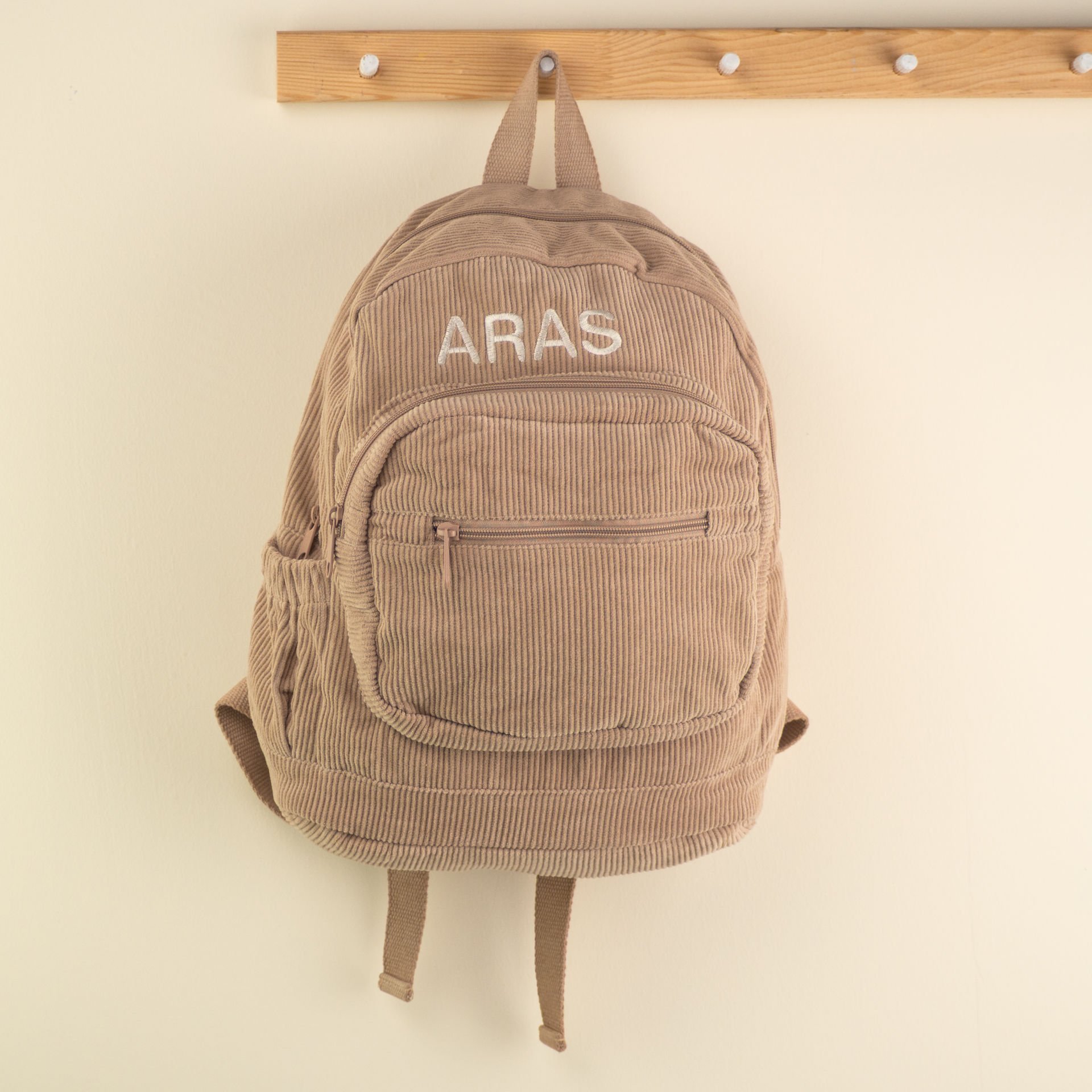 Bej Büyük Boy Kadife Çanta