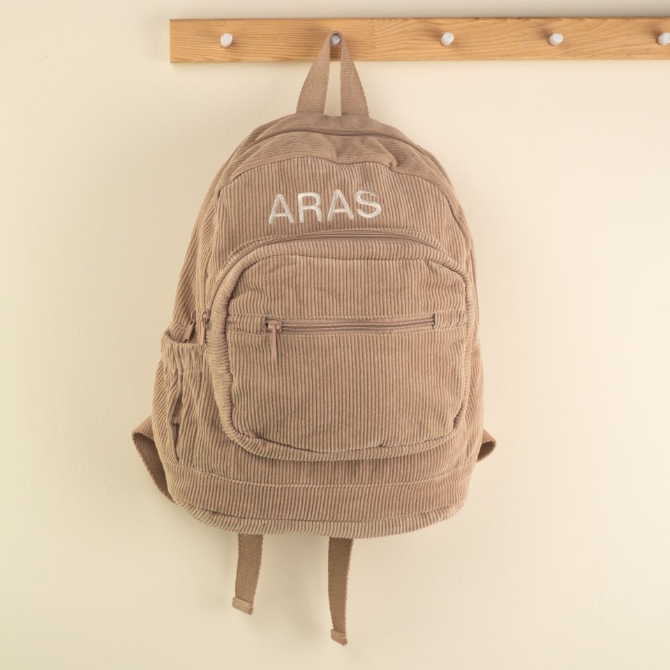 Bej Büyük Boy Kadife Çanta